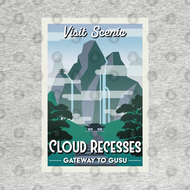 Visit Cloud Recesses retro travel poster by Antares Versatile Arts